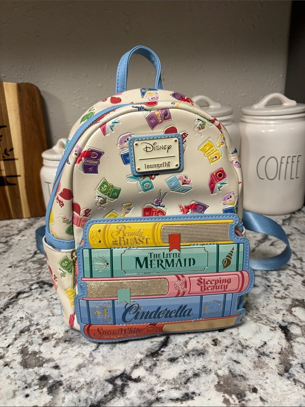 Loungefly Kids Disney Storybook Mini Backpack in Cream with Pastel Accents